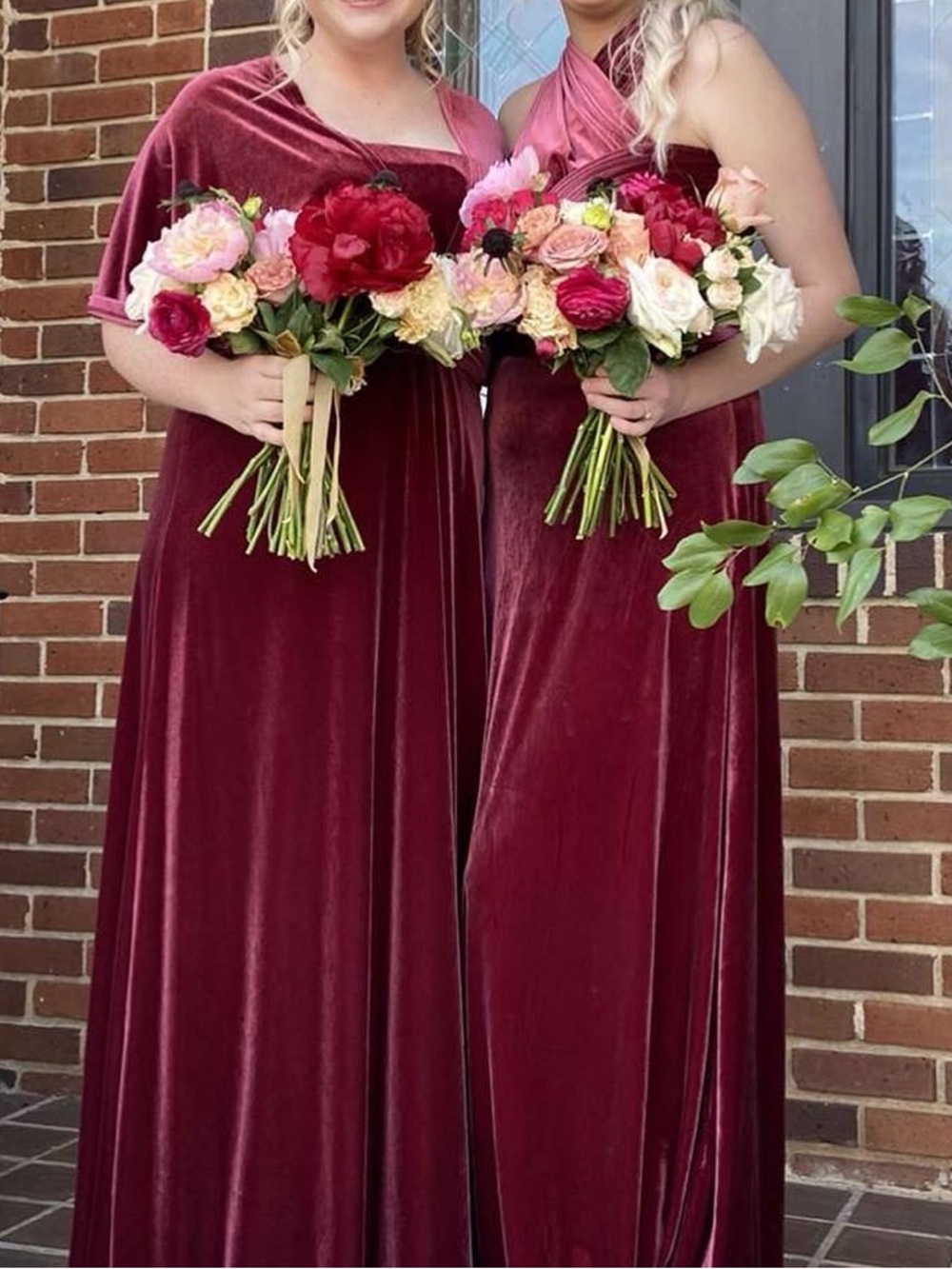 Revelry Velvet Wrap Bridesmaid Dress in Burgundy